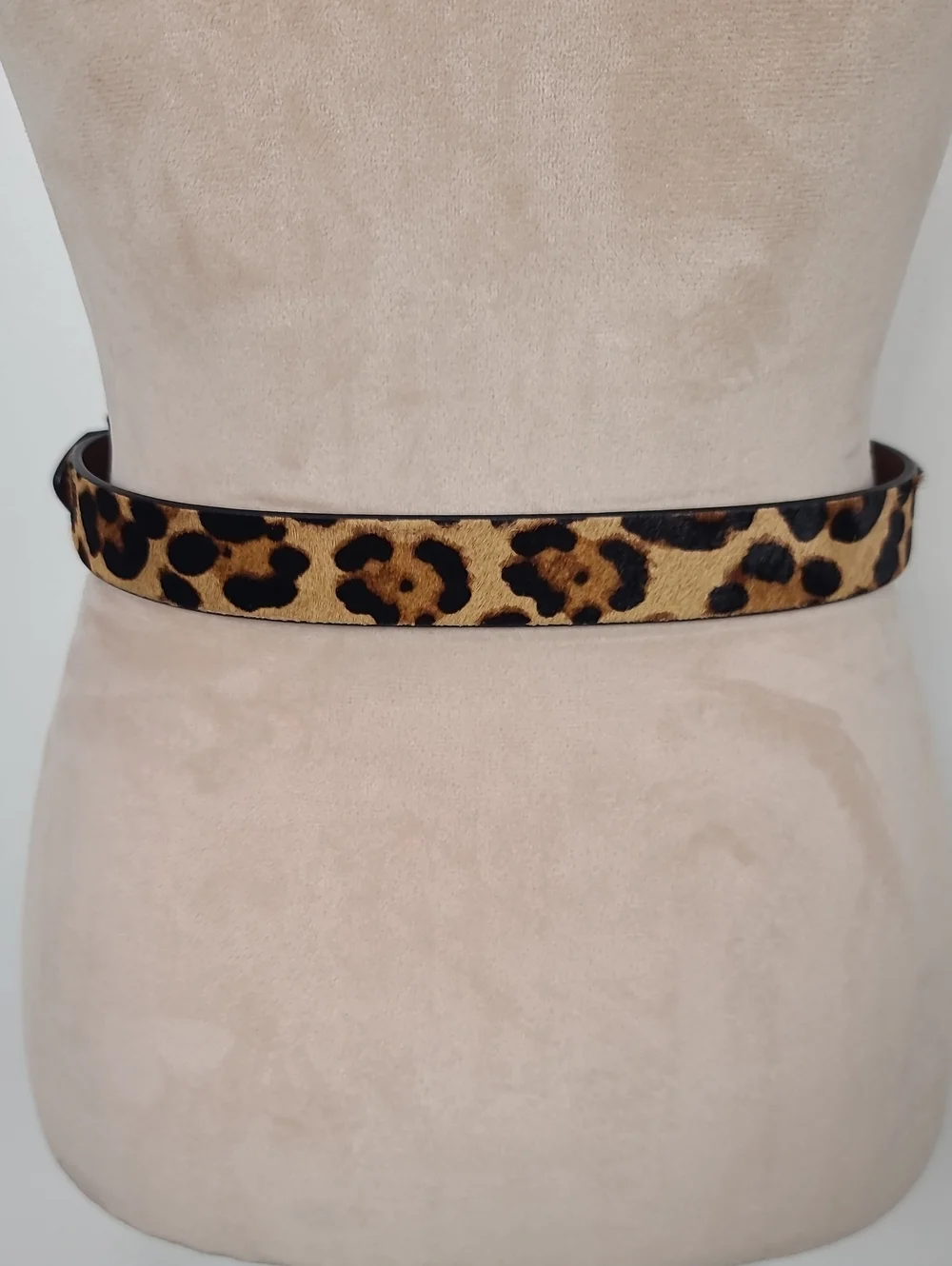 J. Crew Leopard Print Luxe Leather Calf Hair Belt Gold-Tone Buckle XS #L3620